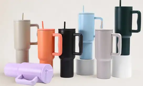 Bulk Stainless Steel Coffee Mugs with Handles for Cafes and Events